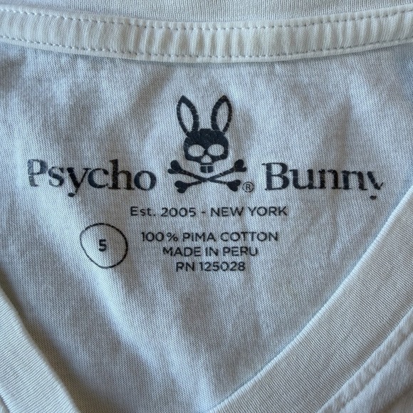 Psycho Bunny Men's White Embroidered Bunny Logo V-Neck Long Sleeve T-Shirt‎ S - Picture 6 of 10